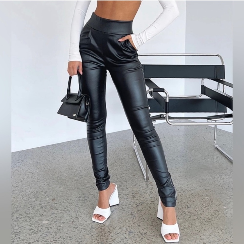 White Fox Leather Pants